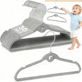 Baby Velvet Stackable Hangers 30 Pack, 11 Inches Gray Kids Clothes Hanger for Closet, Non Slip Toddler Infant Hangers for Nursery, Thin Space Saving Children Felt Hanger with 360° Swivel Hooks
