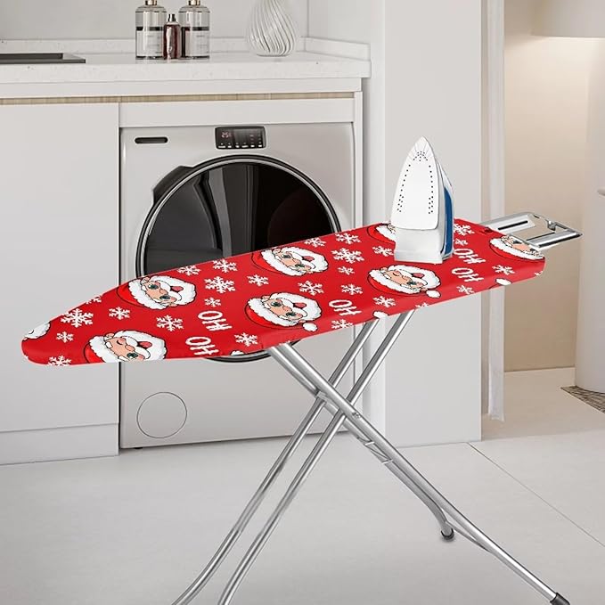 Santa Claus Ironing Board Cover and Pad Stain Resistant Xmas Decor Resist Scorching Cover for Ironing Board 54x15 inches