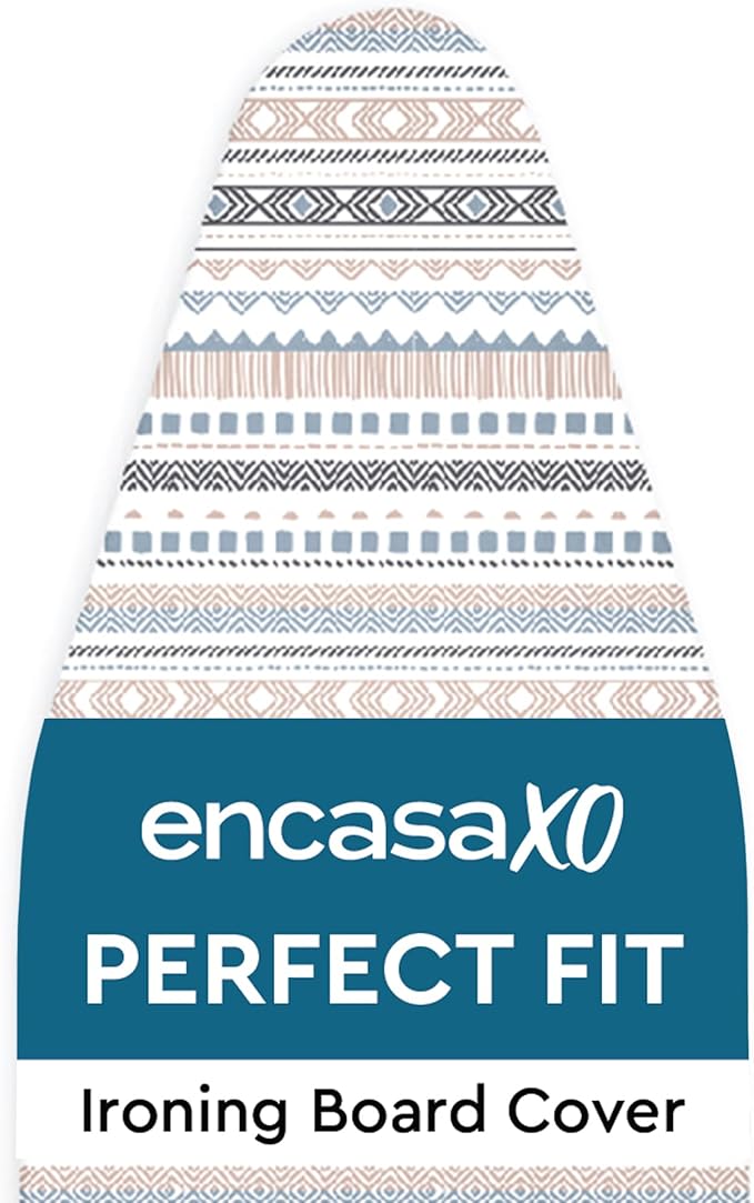 Encasa XO Ironing Board Cover and Pad 54"x18" - Thick 3mm Felt Padding, Drawstring Tightening & Lock, Easy Fit, Scorch & Stain Resistant, Fits X-Large Ironing Board - Aztec