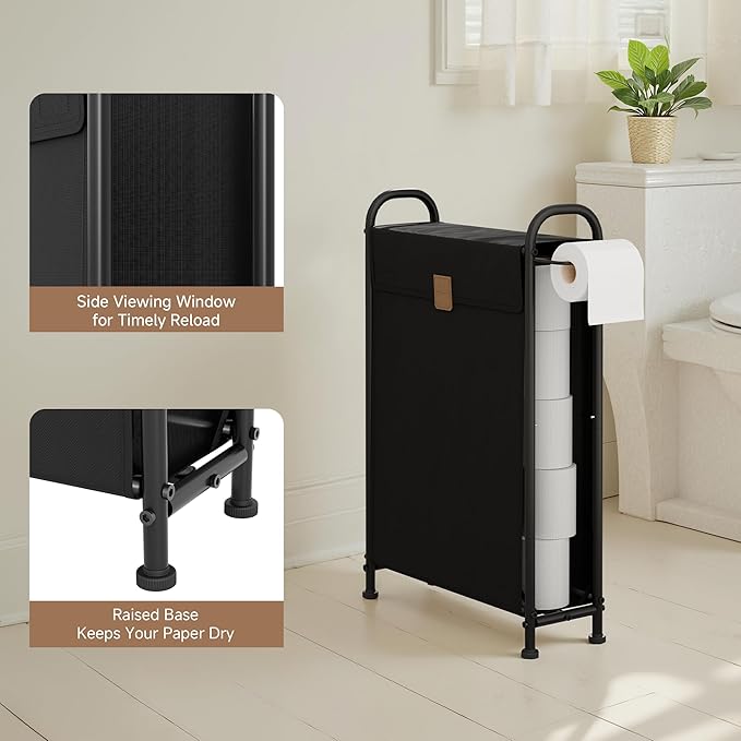 StorageWorks Slim Laundry Hamper with Flip Lid, Narrow Laundry Basket with Hooks, Breathable Mesh Clothes Organizer for Closet, Laundry Room, Bathroom, Black