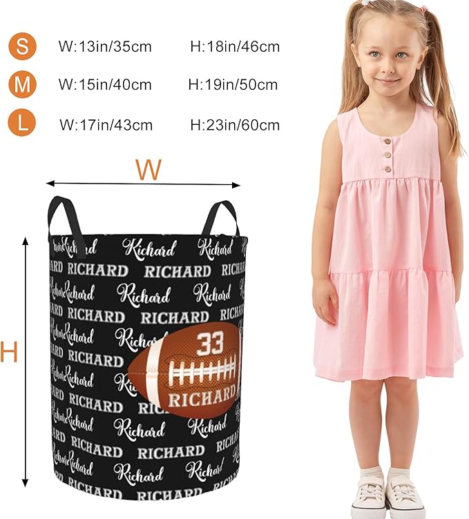 Custom Name Laundry Basket, Personalized Collapsible Laundry Hamper with Name for Bathroom Bedrooms, Customized Dirty Clothes Hamper Storage Basket Gifts for Kids Boys Girls Baby Men Women