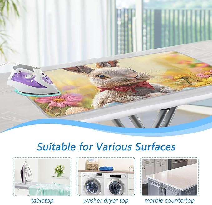 Ironing Mat &Pad Magnetic Heat Resistant Pads Portable Travel Ironing Blanket Ironing Board Covers 27.6x47.2Inches Easter Bunny Easter Egg15