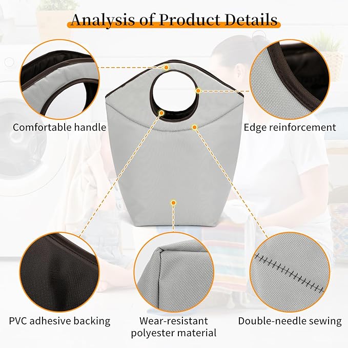 90L Foldable Storage Hamper Bag with Soft Padded Handle, 22x21x12inch Multi-Purpose Oxford Fabric Laundry Basket, Collapsible Storage Bag for Home, Bedroom, Dormitory, Travel & Outdoor