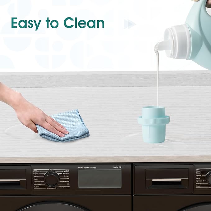 Washer Dryer Countertop, 27.5" Depth x 54" Width, Washer Dryer Wood Top for Laundry Room Organization, Melamine Countertop with Edge Rails