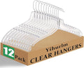 12 Pack Clear Plastic Hangers,Clear Hangers with 360 Swivel Metal Hook,Shirt Hanger Coat Hangers,Heavy Duty Hangers Dress Hangers for Clothes Shirts Dresses,16.7 Inch
