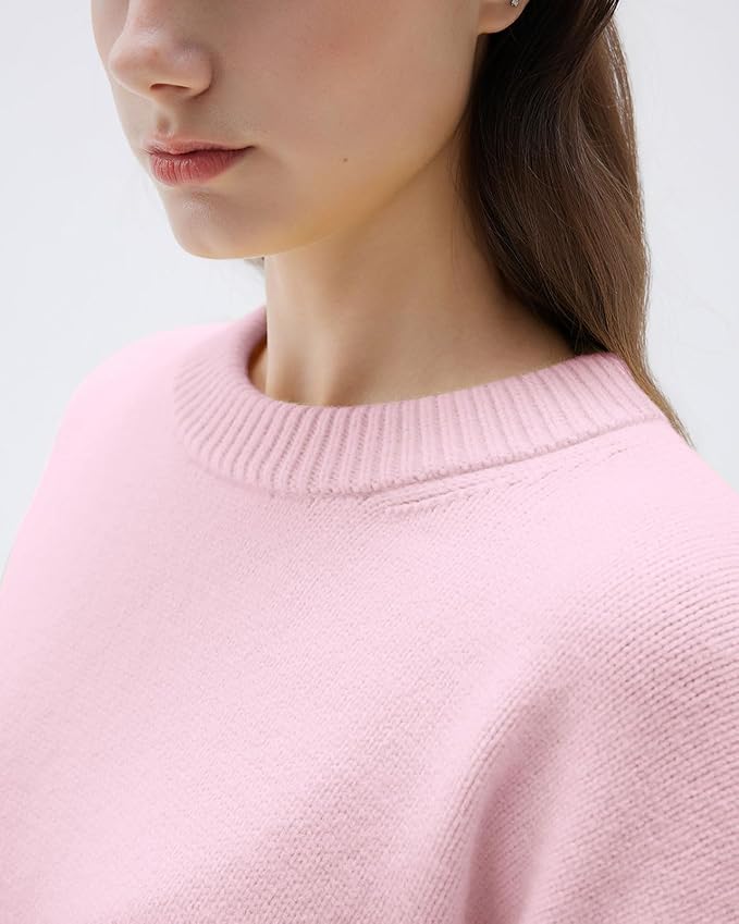 SUUKSESS Women Cashmere Blend Oversized Crew Neck Long Sleeve Pullover Sweaters
