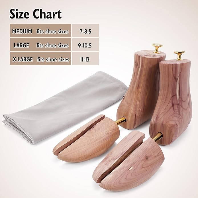 Cedar Wood Boot Trees for Men and Women, Adjustable Shoe Shaper to Maintain Leather Boot Shape, Reduce Creases