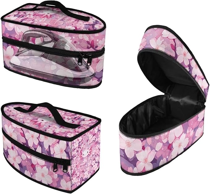 Cherry Blossoms Axolotl Iron Portable Storage Bags for Travel for Travel Iron Mini Dry Iron and Accessories with Handle and Smooth Zipper for Most Irons