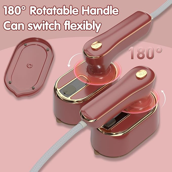 Travel Steamer Iron for Clothes - Portable Ironing Machine Small Size Portable Steamer Travel College Dorm Home Essentials (Winered)