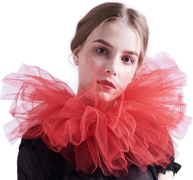 BLESSUME Victorian Retro Mesh Neck Ruff Ruffle Collar Layered Clown Neck Collar