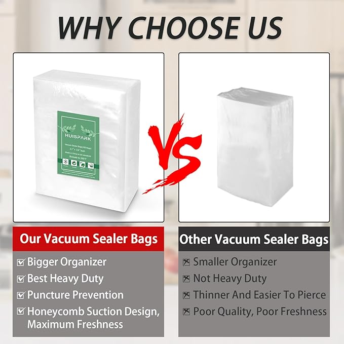 Vacuum Sealer Bags,2.7"*4" 100 Pcs Heavy Duty Pre-Cut Design Commercial Grade Food Sealable Bag for Heat Seal Food Storage,Boilsafe to 280°F Freezable,Good for Storage,Meal Prep and Sous Vide