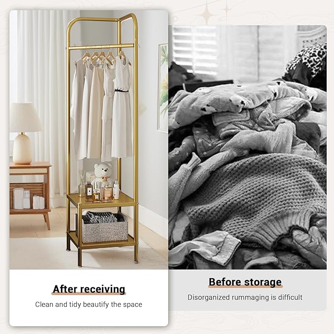 Corner Coat Rack, Modern Metal Clothes Racks Corner Hall Tree Clothing Floor Freestanding Garment With Shelves Storage for Hallway Entryway Bedroom Living Room Office
