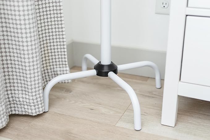 White Coat Rack-8 Hooks Freestanding Metal Coat Stand, Stable Coat Hanger Tree for Bags, Jacket, Clothes, and Hats - Sturdy Metal Construction 19.7x19.7x72.5 in. Entryway Organizer for Home or Office