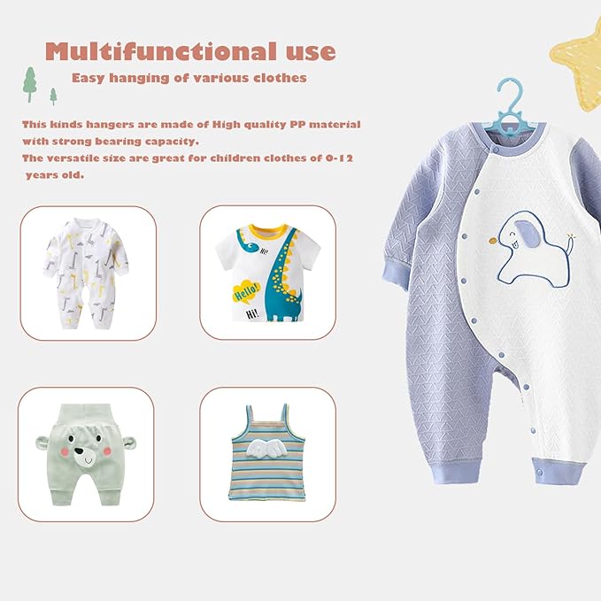 Baby Nursery Closet Hangers, Non-Slip and Extendable Laundry Infant Pant Hanger for Newborn Clothes 50pcs hangers11-14'' Adjustable Children Coat Hanger for Girl Boy Toddler Kids Child