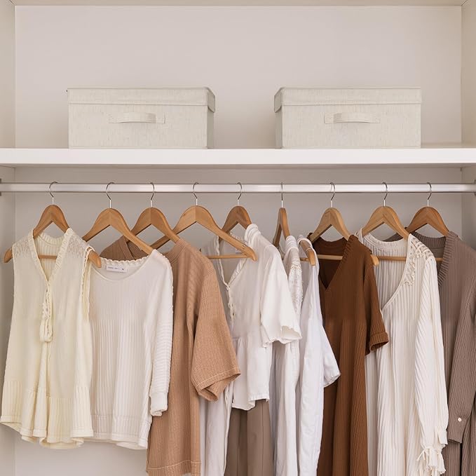 StorageWorks Closet Storage Bin with Lids, Decorative Storage Boxes with Handle, Fabric Storage Bins for Clothes, 15" x11¼x 6¼", Beige, 2-Pack