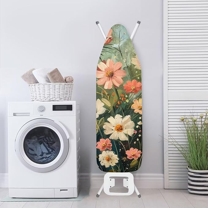 Flashideas Floral Print Ironing Board Cover and Pad- 52" x 13" Iron Board Cover Fits Standard Size, Iron Board Cover Accessories