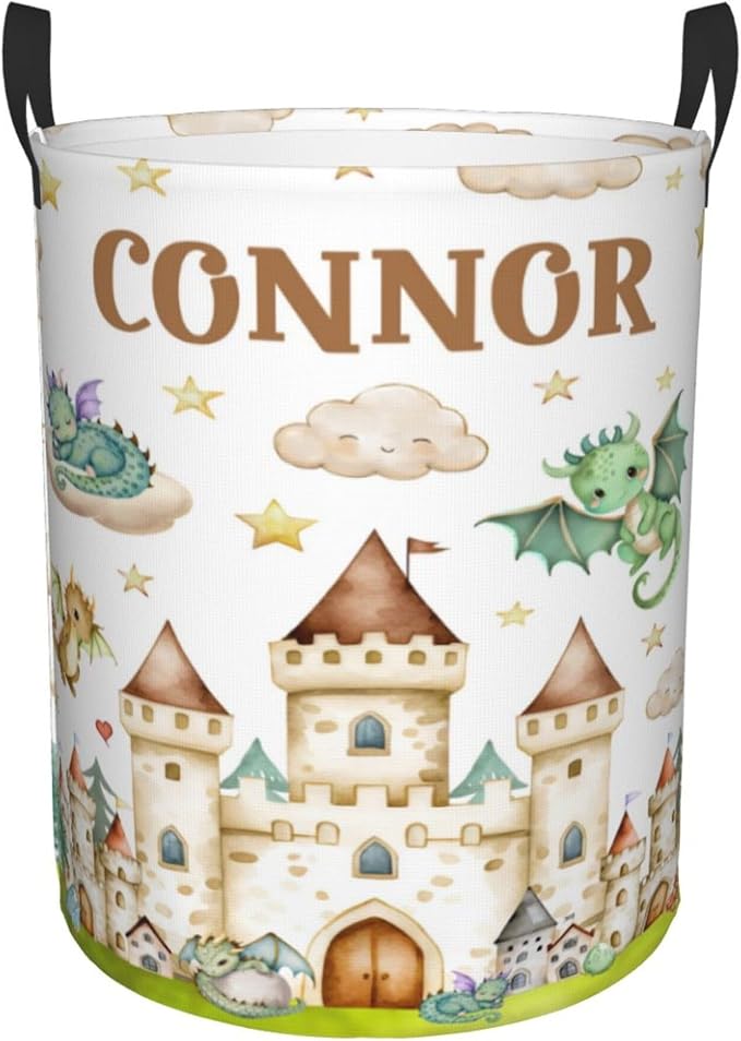 Personalized Dragon Laundry Basket For Baby Kids Boys Girls Adult Custom Hamper Basket With Name For Bathroom Bedrooms Collapsible Baby Laundry Basket, Dirty Clothes Hamper With Handles