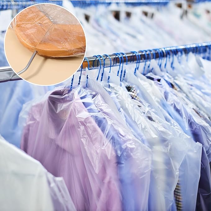 100 Pack Clear Plastic Garment Bags for Hanging Clothes, Dry Cleaning Bags 60 * 120cm Dust Proof Clear Cloth Covers Dry Cleaner Bag Dust Proof for Hanging Clothes at Home/Dry Cleaners