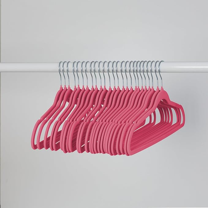 Honey-Can-Do 25-Pack Slim-Profile Non-Slip Velvet Hangers, Pink HNG-09734 Pink