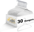 Quality Hangers 14” Clear Plastic Kids Hangers 30-Pack | Durable & Stylish Acrylic Hangers for Petite Adults with 360 Degree Swivel Hook and Notches | Cloths Children Hangers (30, Clear, Chrome)