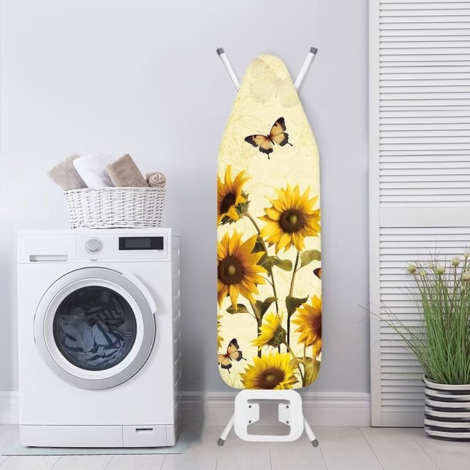 Flashideas Sunflower Pattern Ironing Board Cover Universal Stretchy Stain Reisstant Cover for Ironing Board with Adjustable Straps Ironing Board Accessories