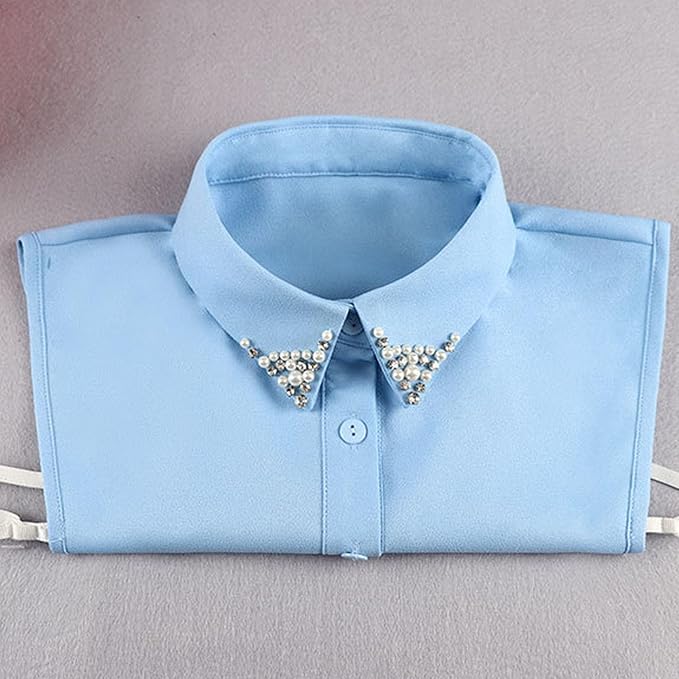Chiffon Beading Half-Shirt Blouse Detachable Lace Fake Collars Dicky Collar Faux Collar for Women Girls