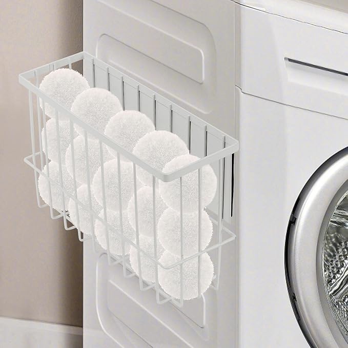 Large Dryer Ball Organizer Magnetic Storage Bin, Laundry Basket Holder for Laundry Room Organization and Storage to Hold 6 Dryer Balls, Without Balls for Drying or Storing Laundry Tins,Socks,Towels