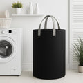 90L Laundry Basket, RECYCLED FROM 40 PLASTIC BOTTLES, Laundry Hamper, Storage Basket, Eco-Friendly Round Laundry Bag with Handles for Dirty Clothes, Toys, Nursery, Dorm (Black)