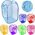 6pcs Foldable Pop Up Mesh Washing Laundry Basket Bag Bin Hamper Toy Tidy Storage (11.81"L x 11.81"W x 18.11"H)