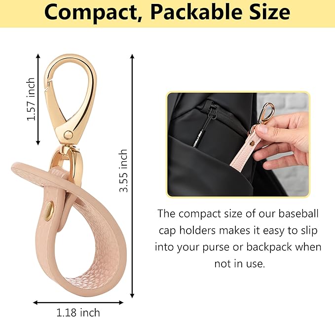 BAREFOOT CARIBOU Hat Clip for Travel, Hands-Free Bag, Backpack, Purse, and Hiking Gear Clip-on Holder Strap for Baseball, Snapback, and Ponytail Caps