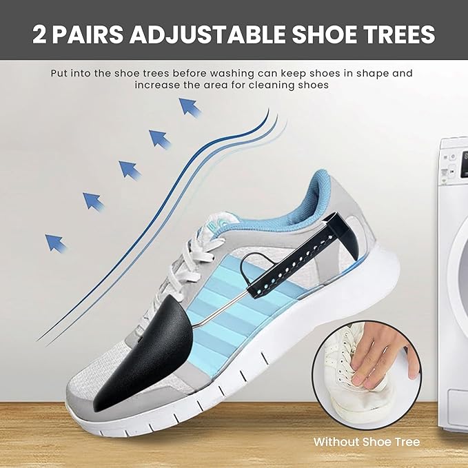 Shoe Washing Machine Bag, Laundry Footwear Bag for Washer and Dryer, Reusable 2pc Cleaning Bags for Sneakers & Tennis Shoes, 360° Deep Clean for All Types with Self-Locking Invisible Zipper