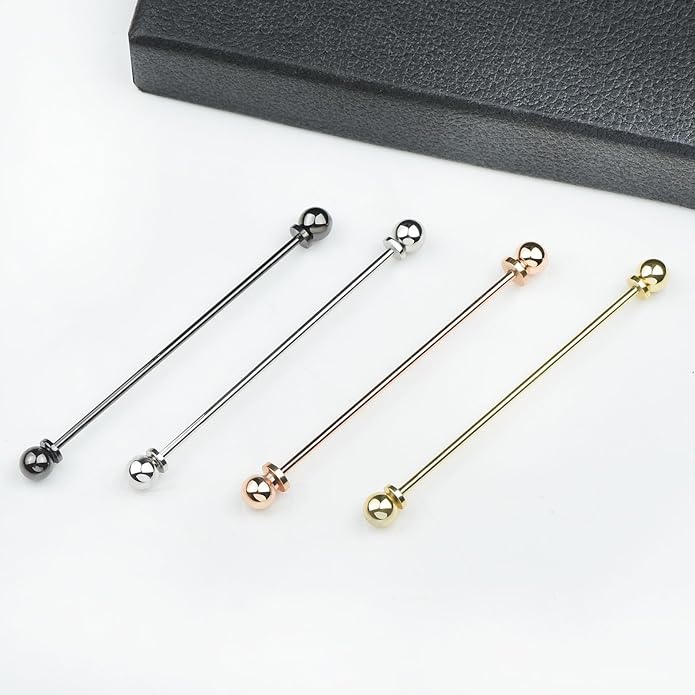Classic 4-Piece Set Solid Brass Collar Bar for Men Multi-Style Metal Anti-Curl Shirt Collar Stays Tie Pins