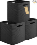 OIAHOMY Storage Cubes, 13 Inch Cube Storage Organizer, Collapsible Storage Bins, Baskets for Organizing, Storage Bins for Shelves-Black, 3-PACK
