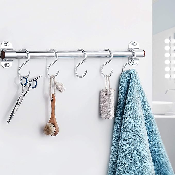 100 Pack 2.75 Inch S Hooks Stainless Steel S Shaped Hooks Heavy Duty S Hooks for Hanging Pans and Pots, Coffee Cups, Clothes, Plant, Jean, Silver