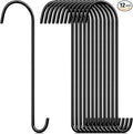 12 Pack 18 Inch S Hooks for Hanging Plants, Heavy Duty Metal Extension Hangers for Bird Feeders Wind Chimes Flower Baskets Black Vinyl Coated Rustproof Garden Hooks