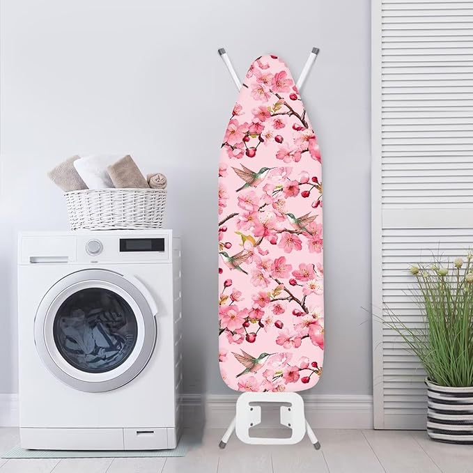 Cherry Blossom Ironing Board Covers with Elastic Edge Adjustable Iron Board Cover Heat Reflective Stain Resistant Standard Size 15x54