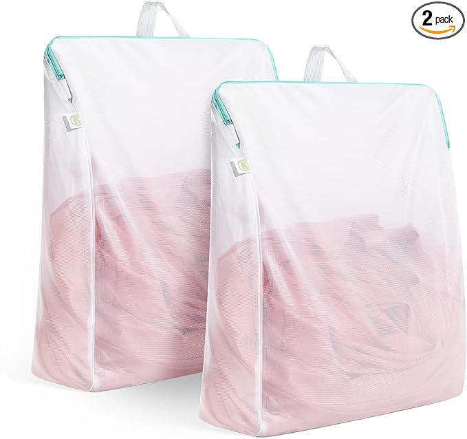 OTraki 20x24 Inch Laundry Bags Mesh Wash Bags 2 Pack Delicates Bag Lingerie Socks Sweater Washing Machine Mesh Laundry Bags for Travel Camping Don't Drying, Melting 140-176℉, White