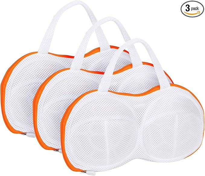3Pcs Bra Wash Bags for Laundry Lingerie Underwear Brassiere Bag Set for Washing Machine Suitable for Women Delicates Bra Yellow(D to E Cups)