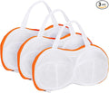 3Pcs Bra Wash Bags for Laundry Lingerie Underwear Brassiere Bag Set for Washing Machine Suitable for Women Delicates Bra Yellow(D to E Cups)