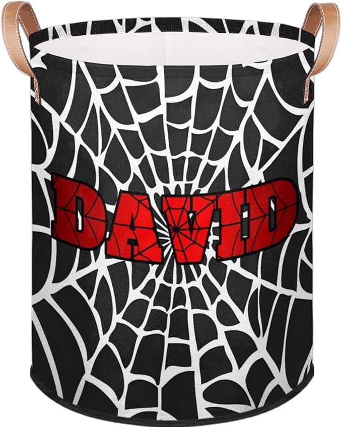 Spider Wed Personalized-Laundry-Hamper-Basket for Kids Custom Name Collapsible Storage Organizer Bin Dirty Clothes Toys Hamper for Boys Nursery in Laundry, Bedroom, Bathroom Hot Red