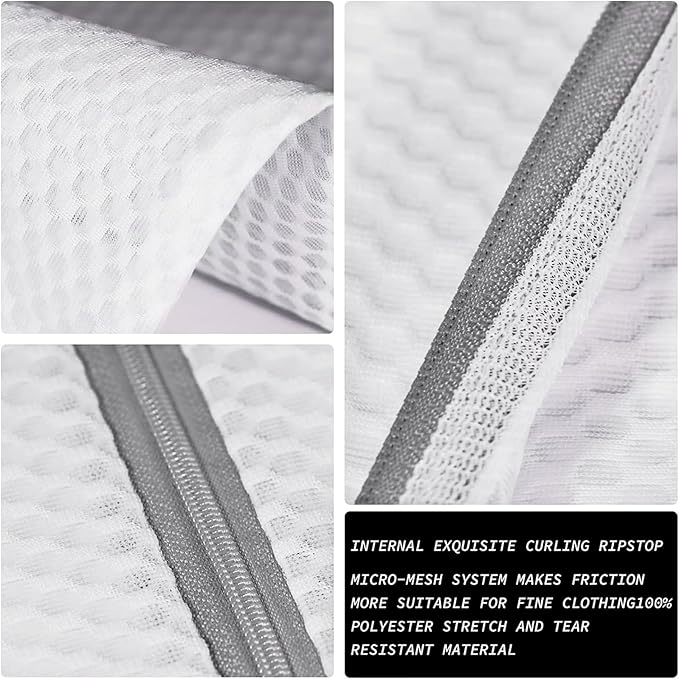 3 Pcs Honeycomb Mesh Laundry Bags， Durable and Reusable Wash Bag Travel Organization Bag for - Protect Clothes in Washing Machine - 1 Large 1 Medium 1 Small