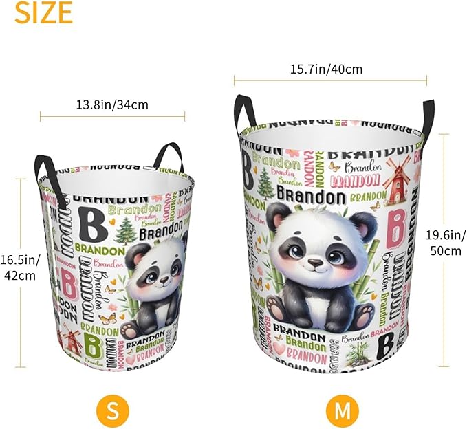 Personalized Panda Laundry Basket For Baby Kids Boys Girls Adult Custom Hamper Basket With Name For Bathroom Bedrooms Collapsible Baby Laundry Basket, Dirty Clothes Hamper With Handles
