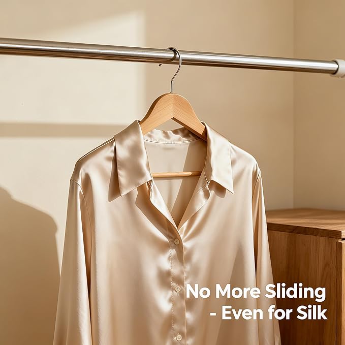 Natural Wooden Hangers 20 Pack, Non-Slip Clothes Hangers with 360° RotatingHooks for Shirts, Durable Heavy Duty Hangers, Slim Space Saving Hanger,Pants, Suits - Ideal for Closet & Travel Storage