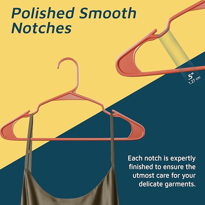 Lifemaster Plastic Clothes Hangers – Heavy Duty Hanger Set, for Organizing Clothes, Dresses, and Coat, Holds Up to 5 lbs, Space-Saving Hangers with Non-Slip Shoulder Grooves, Pack of 20, Dark Brown