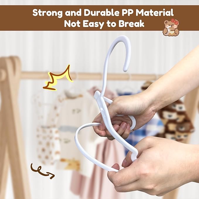 Plastic Kids Hangers - 100 Pack Non-Slip Baby Clothes Hangers for Closet, Toddler & Newborn Clothing Pants, Skirts, Coats (White)
