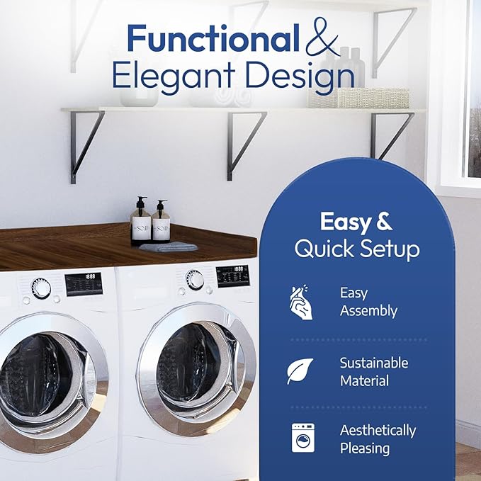 OfficeSimpli Washer Dryer Countertop, Made in USA, Non-Slip Pads, Laundry Room Wood Topper, Washer Dryer Cover for Top, Laundry Countertop, Laminate Finish (California Walnut, Large (30" x 58"))