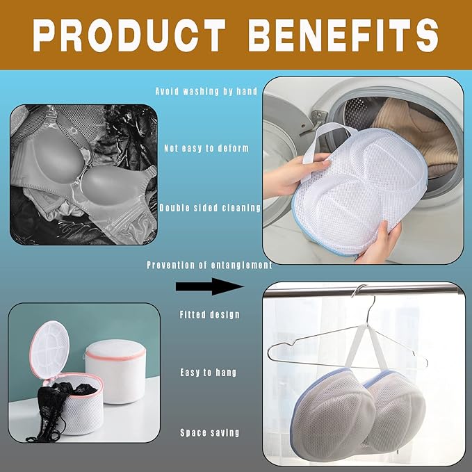 Large Bra Laundry Bags for Washing Machine, Fits All Cups Anti Deformation Bra Washing Bag, Lingerie Bags for Washing Delicates (4 Pack - Whitebag)