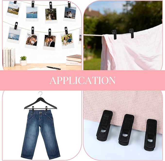 Black Velvet Hangers Clips, 80 Pack Strong Finger Clips Velvet Pants Hanger Velvets Clip Skirt Hanger Clip for Thin Velvets Clothes Suit Hangers