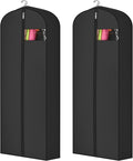2 Pcs 10" Gusseted Garment Bags for Hanging Clothes Dress Bags for Gowns Long Closet Waterproof Garment Covers Wedding Dress Cover Traveling Clothes Protector(Black,65 Inch)