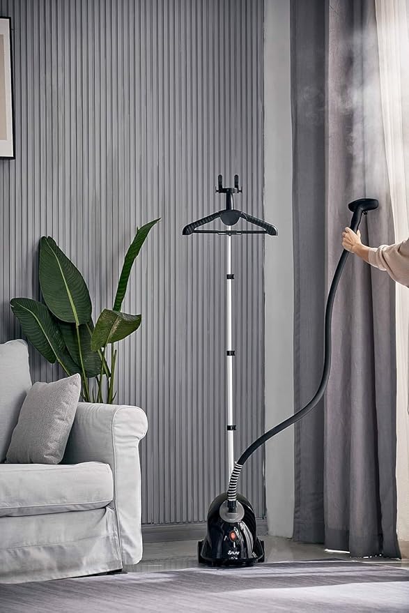 SALAV® GS18-DJ Standing Garment Steamer with Roll Wheels for Easy Movement, 1.8L Water Tank for 1 Hour Continuous Steaming, Adjustable Pole for Storage, Includes Descaler Packet, 1500 watts (Renewed)